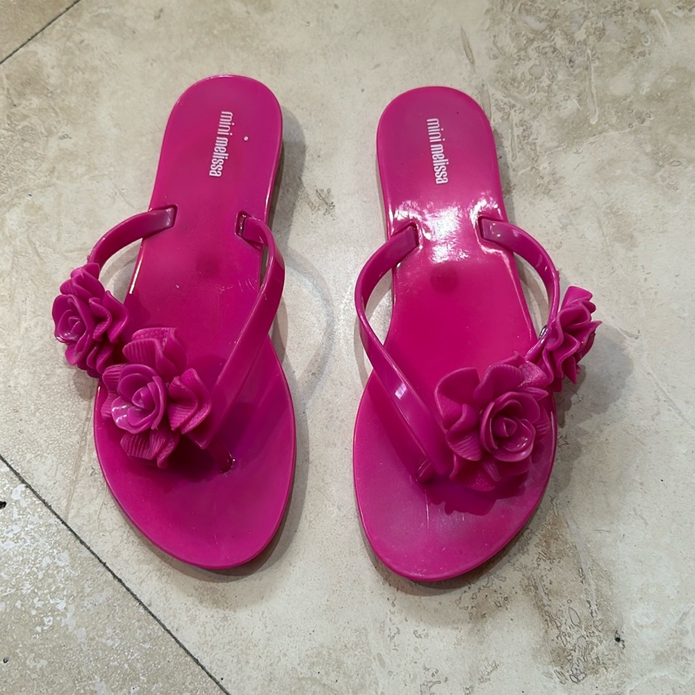 Mini Melissa flip flop floral pink size 4